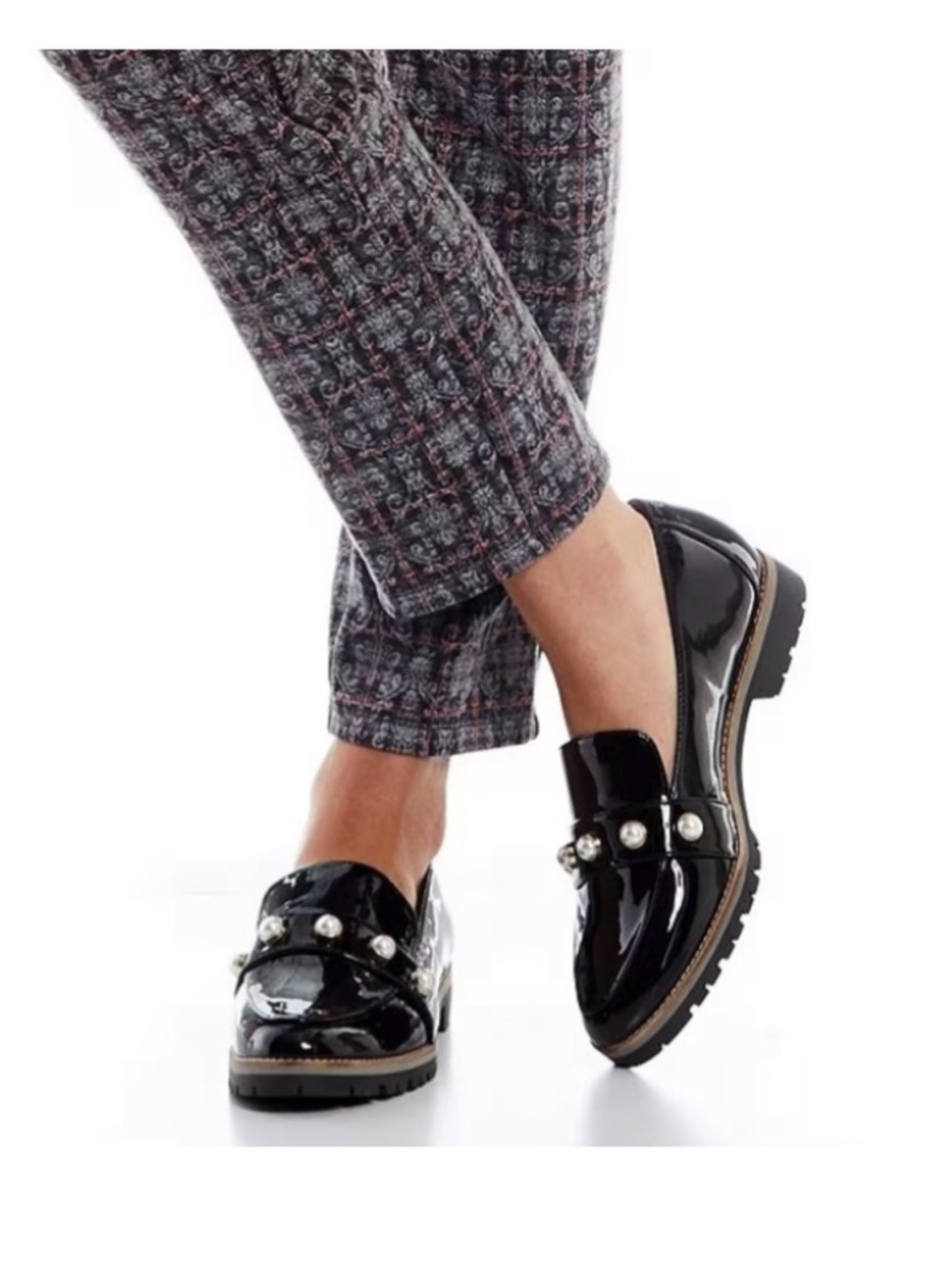 Alex Marie Garnella Patent Leather Pearl Embellished Loafers